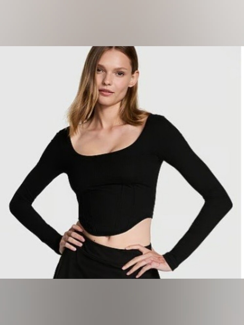 PINK Victorias Secret The Cinched Long-sleeve Corset Top